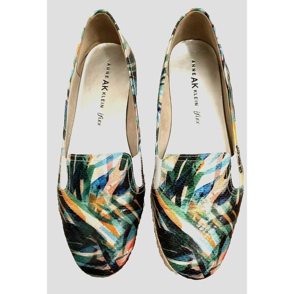 AK Anne Klein iflex Flats Stefana Women's Bamboo Print Jute Edge Slip On - 9M - Picture 2 of 8